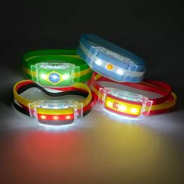 2022 Qatar World Cup PARTY National Flag LED Bracelet Glow Watch Brazil USA Spain Football Team Cheer Props Party Decoration Supplies C0927