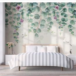 Wallpapers wellyu wall papers home decor Custom paper Nordic minimalist tropical leaves flowers butterfly bird bedroom behang 220927