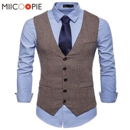 Mens Vests Fashion Suit Vest Men Formal Dress Vest Colete Masculino Herringbone Gilet Fitness Sleeveless Jacket Wedding Waistcoat Men XXL 220927