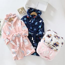 Autumn Winter Baby Kids Pyjamas Sleepwear Robe Flannel Warm Bathrobe For Girls Boys Pyjamas 4-12Years Teenagers Children's Dressing Gown 20220927 E3