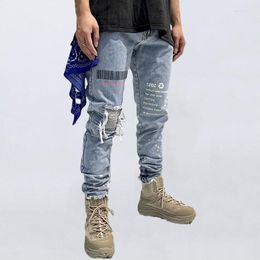 Men's Jeans Men's Men Tide Brand Original High Street Ripped Pants Distressed Paint Splash Printed Pleated Denim Trousers Trend