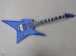 Blue Unusual Electric Guitar with Floyd Rose Rosewood Fretboard Can be Customized