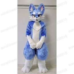 Halloween Blue Furry Husky Dog Fursuit Mascot Costume Animal theme character Carnival Adult Size Fursuit Christmas Birthday Party Dress