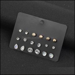 Hoop Huggie Womens Earrings Set Pearl Tassel For Women Gold Bohemian Fashion Jewelry Geometric Crystal Heart Stud Earring Drop Deliv Dhert