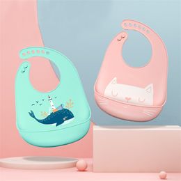 Silicone Baby Bib Waterproof Saliva Towel Newborn Feeding Bibs Bandana Cartoon Aprons Adjustable Burp Cloth Saliva 20220927 E3