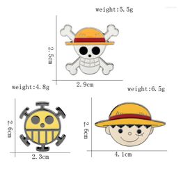 Brooches Anime One Piece Monkey D Luffy Skull Enamel Lapel Pins Clothes Backpack Badge Denim Jacket Shirt Jewelry Men Women Gift