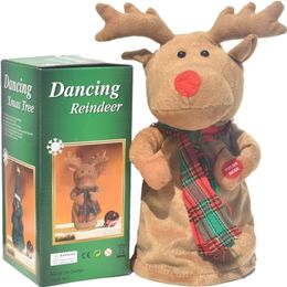 Christmas Toy Supplies Electric Dancing Elk Reindeer Santa Claus Plush Doll With Music Household Decoration Exquisite Gift 220924