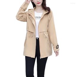 Women's Trench Coats Women's Spring Autumn Casual Coat Plus Size Womens Windbreake Female Hooded Parka Long Career Outerwear Gabardina