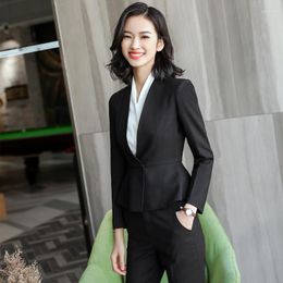 Women's Two Piece Pants Elegant Formal Office Work Wear Uniform OL Lady High Quality Trousers Skirt Suits Blazers Business Wearing 2 Pieces