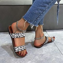 Slippers 2022 Flat Low Heel Round Toe Open Double Breasted Ankle-Strap Buckle Women's