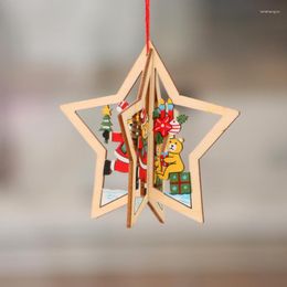 Christmas Decorations 3PCS Wooden 3D Pendants Bell&Star Shape Hanging Xmas Tree Ornaments DIY Wood Crafts Home Party