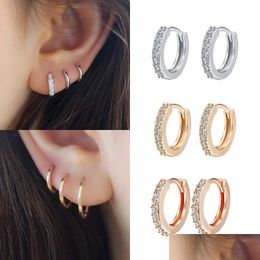 Hoop Huggie Luxury Small Studing Earrings 925 Sterling Sier Circle Round For Women Men Party Wedding Ear Ring Charm Jewellery 728 Z2 D Dhsh4