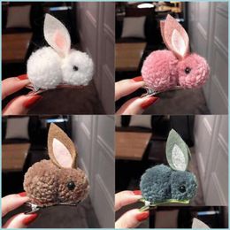 Hair Clips Barrettes Cartoon Rabbits Hair Clips Children Girls Autumn Winter Lovely Barrettes Daily Hairpin Party Gifts Accessories Dh9Gb