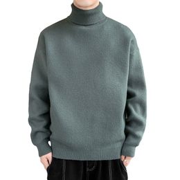 Men's Sweaters Autumn Winter Solid Colour Thick Knit Sweater Long Sleeve Turtleneck Pullover Male Warm High Neck Knitwear M 3XL 220927