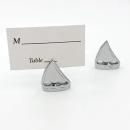 100PCS Beach Themed Party Decoration Favours Shining Sails Silver Sailboat Place Card Holder Wedding &Bridal Shower Favour