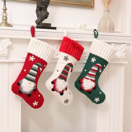 Faceless Doll Knitting Stockings Large Christmas Knitted Faceless Santa Gnome Doll Socks Candy Gift Bag Christmas Decoration GWB15768