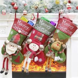 Christmas Decorations Year Stocking Sack Xmas Gift Candy Bag Noel for Home Navidad Sock Tree Decor 220927