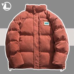 Mens Down Parkas Mens Winter Down Cotton Parka Corduroy Hip Hop Thicken Warm Jackets Casual Loose Coat Unisex Streetwear Japanese Outwear Women 220927