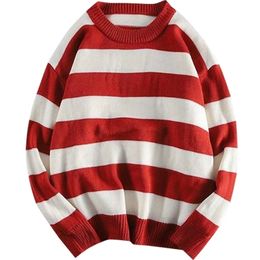 Men's Sweaters Harajuku Striped Men Vintage Clothes Winter Male Korea Style Round Neck Knitted Pullovers Hip Hop Streetwear 220927