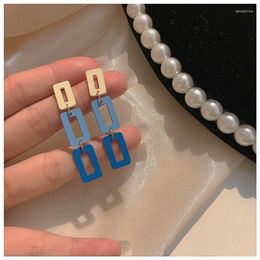 Stud Earrings Korean Style Long Hanging Chain Blue Bohemian Jewellery Ladies Summer Accessories Women's With Free Ship