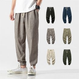 Men's Pants Chinese Style Harem Jogger Cotton Linen Sweatpants Trousers Casual Lightweight Spring Summer Joggers 220924