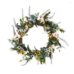 Decorative Flowers Garland Wreath Artificial Flower Rose Floral Wall Hanging Durable Home Decor Door Hanger