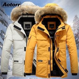 Men's Down Parkas Winter Men Fur Hooded Casual Warm Thick Waterproof Jacket Coat Mens Cotton Multi-pocket Jackets Plus Size 6XL Outwear 220924
