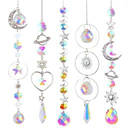 Decorative Figurines 5pcs/set Crystal Suncatcher Prism Beads For Window Easy Instal Hanging Ornament Pendant Garden Moon Star Gift Home