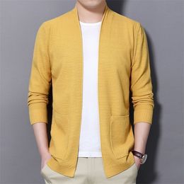 Men's Sweaters Men Cardigan Fashion Dress Up Knitwear Sweater Mens Spring Autumn Thin Solid Sweatercoat V Neck Casual Male Knitted 220927