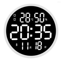 Wall Clocks Smart Brightness Remote Control 12 Inch Modern Home Decoration Led Clock Alarm With Calendar Temperature Humidity