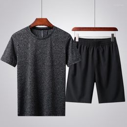 Men's Tracksuits 2022 Men's Fashion Sports Shorts And T-shirt Summer Ice Silk Breathable Tops Tees Male Casual Quick Dry Suit Clothing