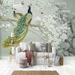 Wallpapers Custom P o Mural Wallpaper 3D Peacock Magnolia Flowers Wall Painting Study Living Room Background Home Decor Papel De Parede 220927