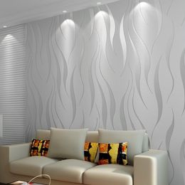 Wallpapers 10M Home Improvement High End Luxury 3D Wave Flocking Wallpaper Rolls For Living Room Wall Covering Decor 7 Colours Wholesale L220927