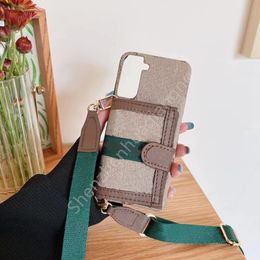 Wallet Phone Cases for Samsung S21 s22 s21plus s22ultra s22Plus s21Ultra Designer Luxury Handbag Case Brand With Lanyard Shoulder Card Holder Shockproof Cover
