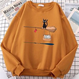 Women's Hoodies Sweatshirts Cute Cat Not In Service Print Hoodies Women Casual Crewneck Sportswear Fleece Warm Fleece Sweatshirt Loose Hoody Autumn Clothes 220926