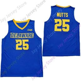 Mitch 2020 New NCAA Delaware Blue Hens Jerseys 25 Justyn Mutts College Basketball Jersey Blue Size Youth Adult
