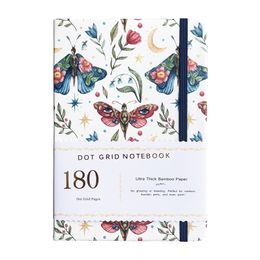 Notepads 180GSM Bullet Dotted Journal PU Leather Hardcover Dot Grid Notebook Bamboo Paper 160 Pages Mysterious Butterfly Blossom 220927