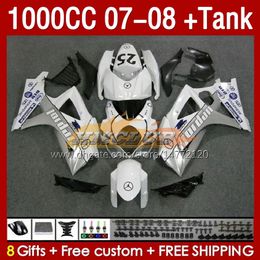 Fairings & Tank For SUZUKI GSXR 1000 CC K7 GSXR-1000 GSXR1000 07 08 Bodys 158No.42 1000CC GSX R1000 2007 2008 Bodywork GSX-R1000 2007-2008 Full Fairing Kit silvery glossy