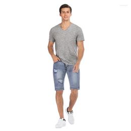 Men's Jeans Men's Summer Denim Shorts Mens Retro Old-fashioned Ripped Trendy Straight Personality Original Man Stretch Five-point