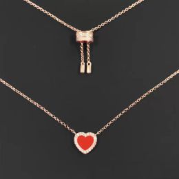 Designer Jewelry Love Necklace Female Simple Temperament Pink Heart-shaped Clavicle Chain Rose Gold Fritillary Sweater Chain Wholesale