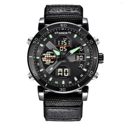 Wristwatches Digital Quartz Men Watch Duoble Scale Stainless Steel Military Sports Analog Wristwatch Fashion Nylon Strap Relogio Masculino