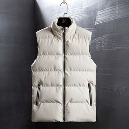 Men s Vests brand Cotton Fashion Zipper Stand Collar Down Male Outwear Big Size Sleeveless Winter Jacket 220926