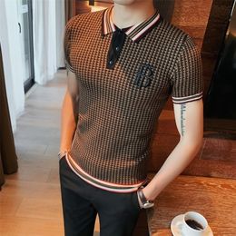 Men's Polos Korean Style Men Summer Leisure Short Sleeves POLO ShirtsMale Slim Fit Business knit POLO Shirt Homme Tee Plus Size 4XL 220926