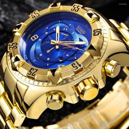 Wristwatches Temeite Mens Watches Top Big Dial Golden Male Waterproof Gold Men Wrist Watch Relogio Masculino 2022