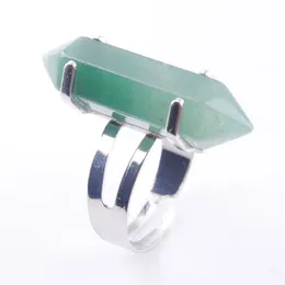 Luxury Natural Stone Lapis Opening Rings For Women Hexagon Pillar Adjustable Finger Ring Wedding Party Jewellery Gifts Bx302