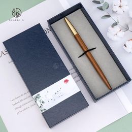 Retro Sandalwood Pen Neutral Carbon Brass Compact Solid Wood Wenwan Gift Box For Teacher