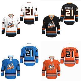 Gla Thr 21 Wagner San Diego Gulls Hockey Jersey Any Player or Number New Stitch Sewn Movie Hockey Jerseys All Stitched White Red