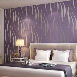 Wallpapers Purple Geometric Stripes Flocked Texture Home Decoration Wallpaper Modern Design Wall Paper Rolls For Bedroom Living room Walls 220927