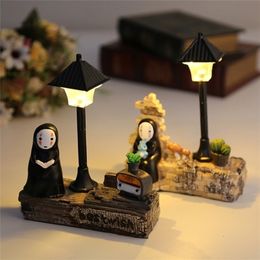 Anime Manga Studio Ghibli Spirited Away No Face Man Figures Toy LED Night Light Toy Anime Totoro No Face Man Figure Model Toy Kids Gift 220923