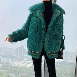 Women s Fur Faux Sheepskin Coats for Women Winter Fashion Wool Coat Female Warm Turn Down Collar Outwear Sheep Shearing Jacket Q257 220926